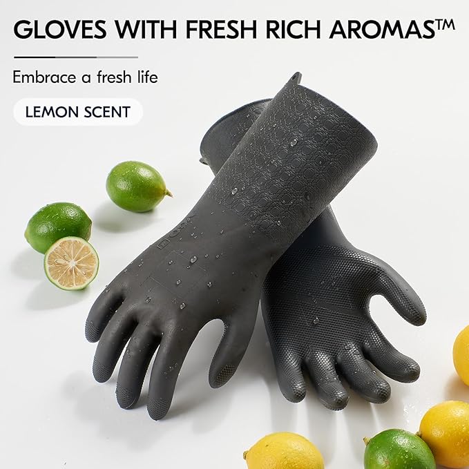 Vgo... 1 Pair Household Cleaning Gloves With Rich Aromas, Long Sleeves Kitchen & Bathroom Gloves, Gardening & Pet Care (Gray, XL, TP1117)