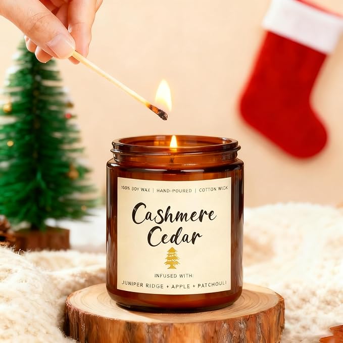 Scented Candle Gift Set for Women – 6 Pack 7oz Winter Scented Soy Candles, Long Lasting Aromatherapy Christmas Gifts for Her, Perfect for Home Décor, Vanilla, Cinnamon & Cedar Scents