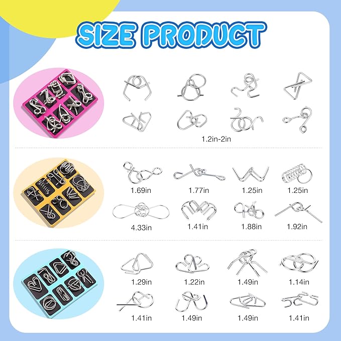 Metal Brain Teaser Puzzles Ring Educational Toys, Steel IQ Games Physics Mind Metal Puzzles for Adults, Unlock Interlock Game, Brain Teaser Puzzle for Party Favor Kids (B)