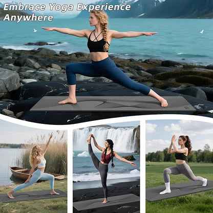ILILI Yoga Mat, 72x25×0.3 Inch, Non-Slip, TPE Exercise Mat, Tear-Resistant, Fitness Yoga Mat with Carrying Strap, Ideal for Yoga, Pilates, Home Workouts, Stretching & All Fitness Routines