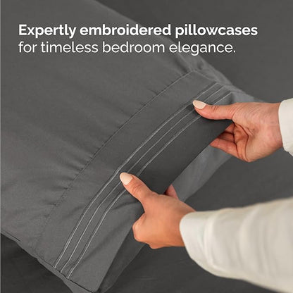 Twin Size 3 Piece Sheet Set - Comfy Breathable & Cooling Bed Sheets Set - Hotel Luxury Bedding for Women, Men, Kids, Teens, Boys & Girls - Deep Pockets, Ultra-Soft, Wrinkle Free - Oeko-Tex - Charcoal