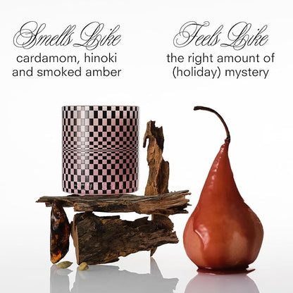 Boy Smells Festive Checker HINOKI FANTÔME Large Candle – Holiday Candle with Cardamom, Cedarwood & Smoked Amber – Luxury Winter Scent – 27oz