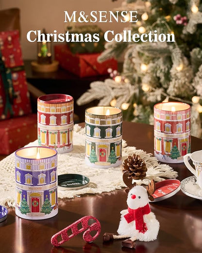 M&SENSE Snowy Christmas Candles, Winter Scented Holiday Soy Candles for Home, 11.3oz 70 Hour Non Toxic Christmas Decor, Cozy Aromatherapy Christmas Gifts for Women Men,Winter Candle Christmas