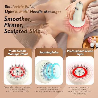 Microcurrent Lymphatic Drainage Massager for Legs Arms Belly, Body Sculpting Machine with Microcurrent, Cellulite Massage Tool,Light, Heat & Vibration, Promotes Circulation Skin Renewal