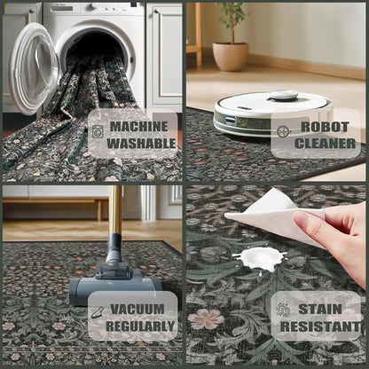 Runner Rug 2x6 Kitchen Runners Non Skid Washable ft Washable Green Hallway Rug