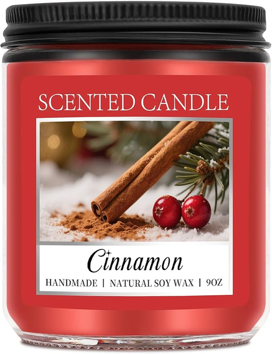 Homsolver Cozy Cinnamon Candle Scented Strong, Christmas Candles Cinnamon Stick Apple Scented with 50+ Hours of Burn Time, Fall & Winter Christmas Candles Gifts & Hoilday Home Décor