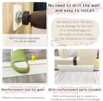 Lumizone Extra Tall Pet Gate 55.12" High Pressure Mounted 63.39"-67.90" Extra Wide (9 Sizes) 1.37" Gap for Cat Dog Stairs Doorway Hallway No Drilling Auto-Close (63.39"-67.90" W, Cream White)