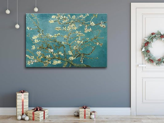 OKEXCKK Almond Blossom by Vincent Van Gogh Canvas Wall Art Large Modern Floral Painting Print Decor Famous Flowers Artwork Pictures for Bedroom Living Room Home Decoration 24"x36"