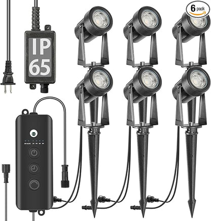 SUNTHIN Outdoor Landscape Lighting with Dusk to Dawn Sensor Controller, 6 Pack