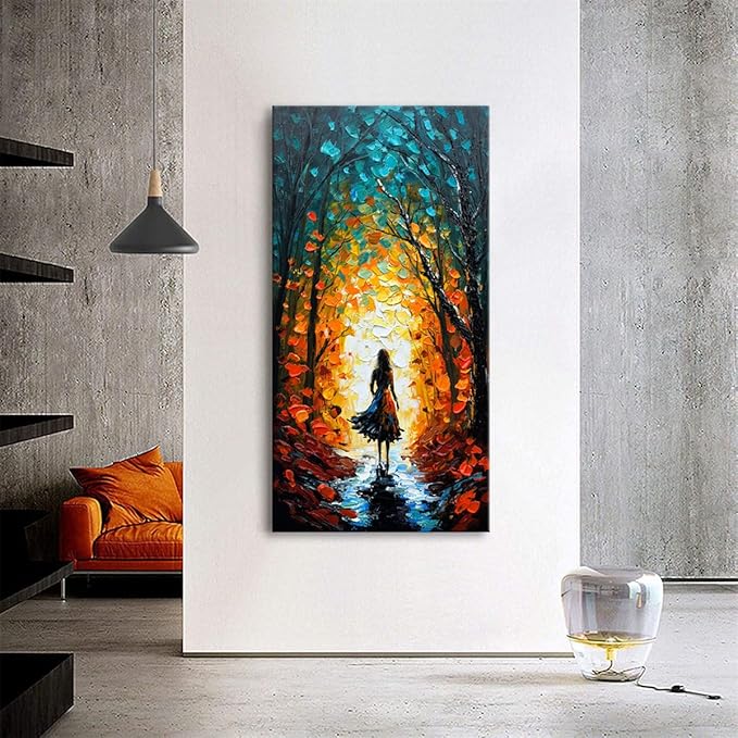 Alenoss Hand Painted Modern Oil Paintings on Canvas Wall Art Vertical Abstract Painting Large Contemporary Wall Art Textrued Wall Painting for Living Room Bedroom