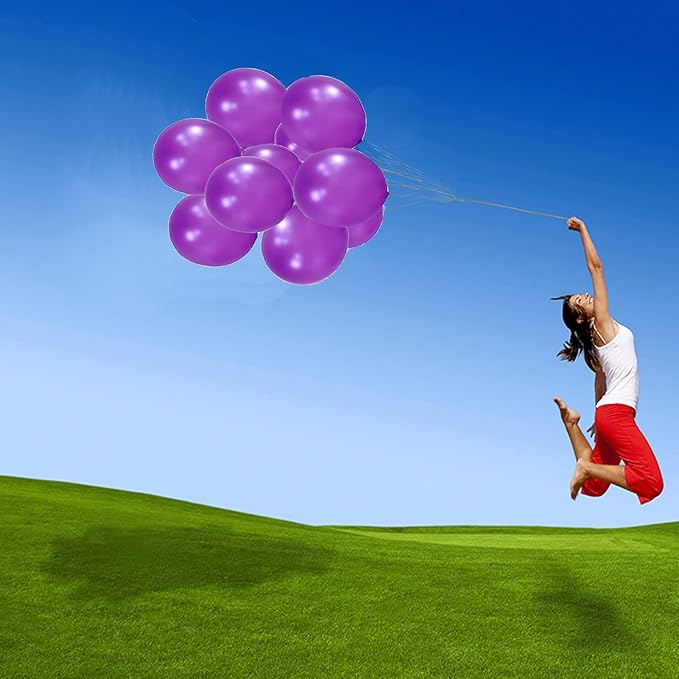 GaesQae Purple Balloons, 100pcs Pearl Purple, 12Inch, Thicker & Stronger, Anti-Sticking Surface, Halloween, Unisex Children & Adults