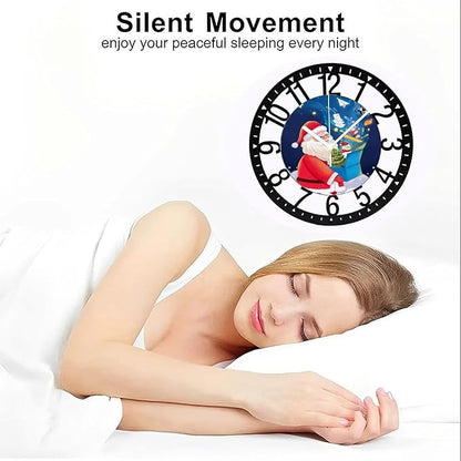 Wall Clock 10 Inch Silent Non-Ticking Modern Clocks Battery Operated - Analog Small Classic for Office, Home, Living Room,Bathroom, Kitchen, Bedroom, School,Snowman Clock