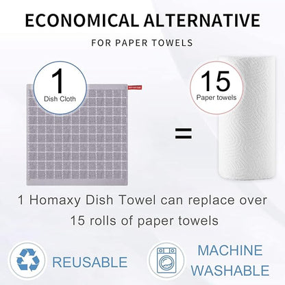 Homaxy 100% Cotton Terry Kitchen Dish Cloths, Ultra Soft and Absorbent Dish Towels for Kitchen, Suitable for Drying and Washing Dishes, 8 Pack, 12 x 12 Inches, Light Grey