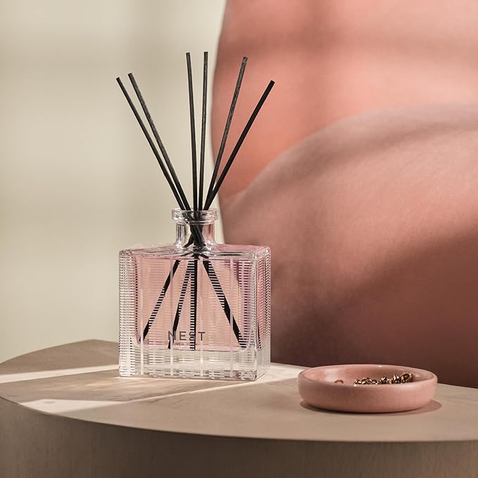 NEST New York Reed Diffuser, Himalayan Salt & Rosewater - 5.9 fl oz - Fragrance for Up to 90 Days - Reusable, Refillable Glass Holder - Includes 8 All-Natural Reed Sticks - Flame Free