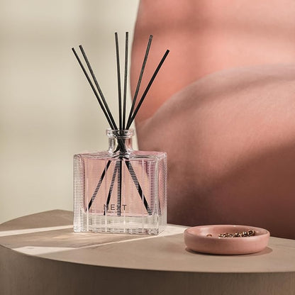 NEST New York Reed Diffuser, Himalayan Salt & Rosewater - 5.9 fl oz - Fragrance for Up to 90 Days - Reusable, Refillable Glass Holder - Includes 8 All-Natural Reed Sticks - Flame Free
