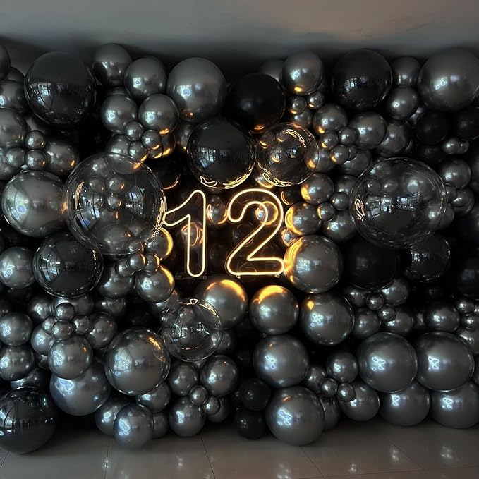 Black Balloons 12 Inch, 50Pcs Black Balloon Matte Black Latex Balloons for Arch Black Party Helium Balloons for Birthday Wedding Baby Shower Halloween New Year Graduation Party Decorations