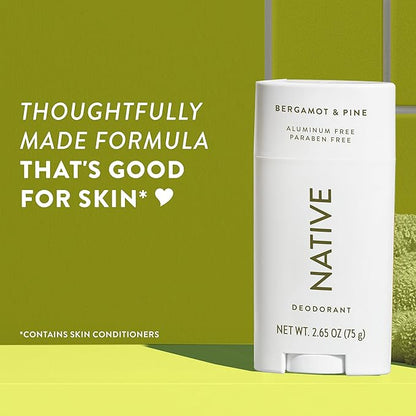 Native Deodorant Contains Naturally Derived Ingredients, 72 Hour Odor Control | Seasonal Scents for Women and Men, Aluminum Free with Baking Soda, Coconut Oil & Shea Butter | Bergamot & Pine