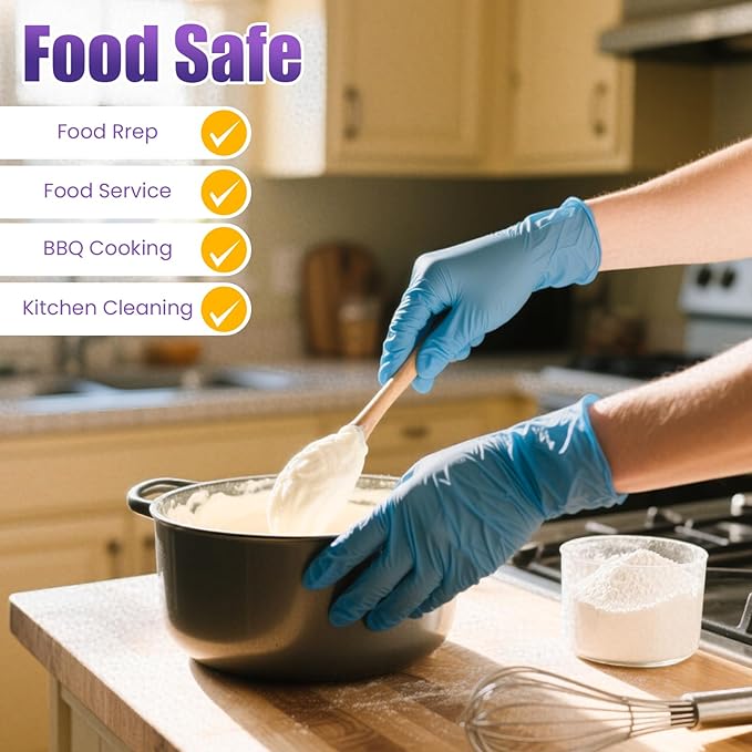 Heavy Duty Disposable Nitrile Exam Gloves 6 mil 1200 Count Gloves Blue Latex-Free,Food-Safe, Powder Free, Non-Sterile
