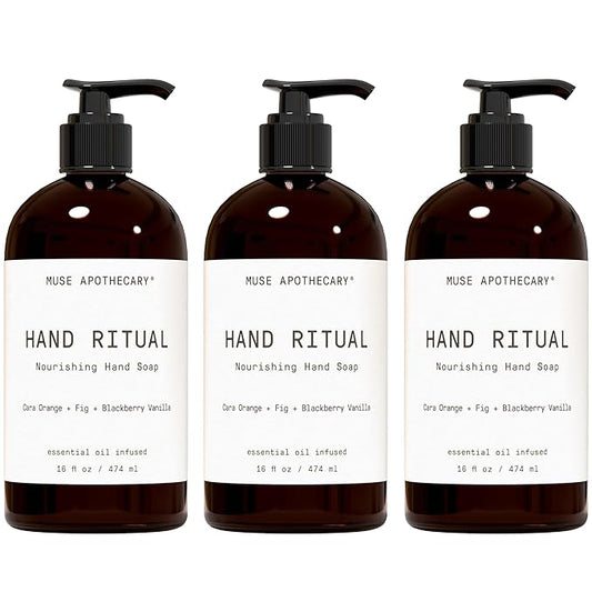 Muse Apothecary Hand Ritual - Aromatic and Nourishing Hand Soap, Infused with Aromatherapy Essential Oils - USDA Certified Biobased - 16 oz, Cara Orange + Fig + Blackberry Vanilla, 3 Pack