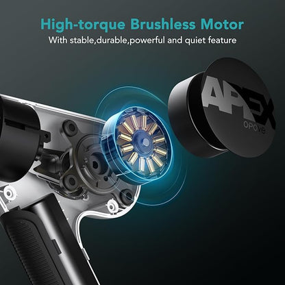 opove Apex Massage Gun Deep Tissue 14.5mm Percussion Fascia Muscle Massage for Athletes Workout Pain Relief Recovery Relaxation, Professional Therapist Choice, Ergonomic for Effortless to Use, Silver