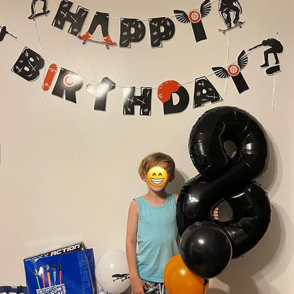 Black Number 8 Balloons, 40 Inch 8th Birthday Foil Balloon for Boys Girls, Giant Self Inflating Helium Mylar Foil Number Balloons 0-9 for Women Men 18th 80th Anniversary Party Decorations Supplies
