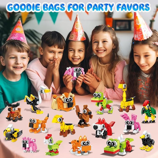 30 Pack Party Favors for Kids, 750 PCS Animals Building Block Toy for Goodie Bag Stuffers, Toy Set for Classroom Student Prizes Easter Birthday Valentines Day Gifts for Boys Girls Ages 6-12+