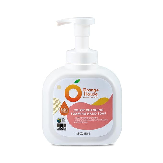 ORANGE HOUSE Color Changing Foaming Hand Soap, Plant-Based Moisturizing Foam with Natural Orange Oil, Gentle Formula, 11.8 Fl Oz (1 Pack)