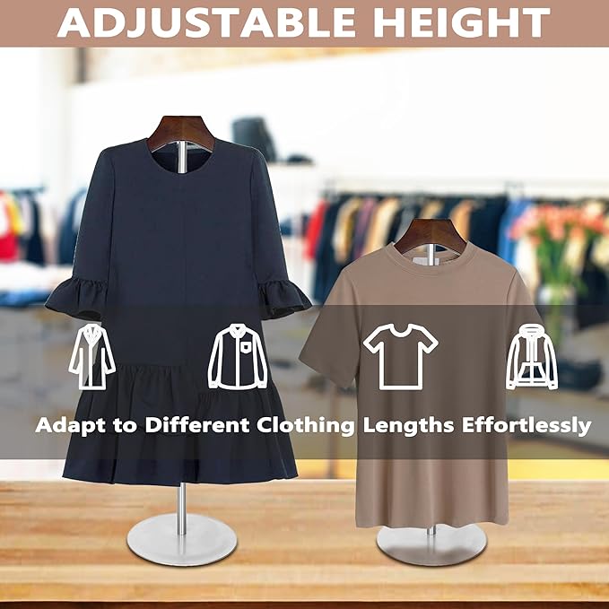 4 Pack Shirt Display Stand 35" Height Adjustable Shoulder Stand Shirt Rack, T Shirt Display Stand for Shops, Steaming Clothes Holder, Silver