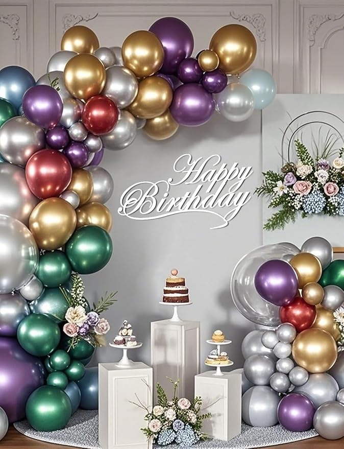 Chrome Metallic Balloons 66 Pack, 12 Inch Shiny Latex Helium Party Balloons Garland Kit with Assorted Colors for Birthdays Weddings Baby Showers Graduation Arch Decorations