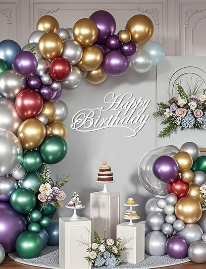Chrome Metallic Balloons 66 Pack, 12 Inch Shiny Latex Helium Party Balloons Garland Kit with Assorted Colors for Birthdays Weddings Baby Showers Graduation Arch Decorations