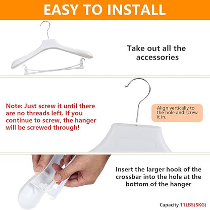 Suit Hangers for Men 50 Pack, White Coat Hangers Extra Wide Non Slip Width 17.7", Thick Plastic with Pants Bar & Metal Hook
