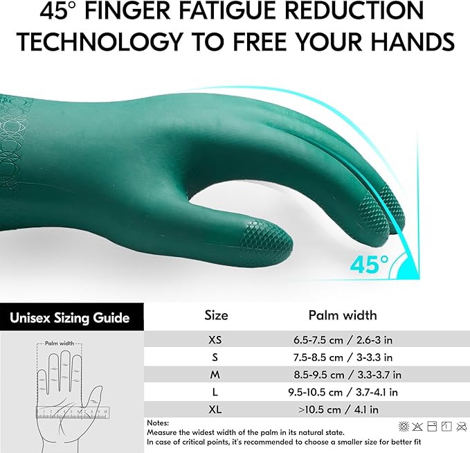 Vgo... 1 Pair Household Cleaning Gloves Infused with Fresh Rich Aromas, Lined Dishwashing, Long Sleeves Kitchen, Bathroom, Gardening, Pet Care (Dark Green, S, TP1117)