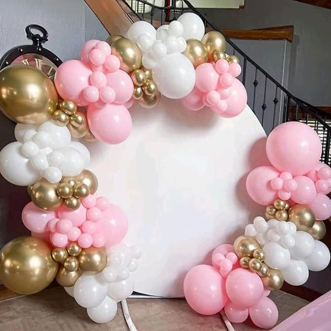 Pink and Gold Balloons, 12 Inch Light Baby Pink White and Gold Confetti Balloons for Girls Princess Birthday Baby Shower Bridal Shower Wedding Graduation Party Decoration