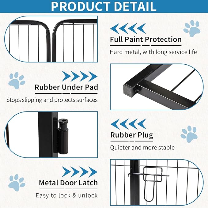 NEWBULIG Dog Playpen 16 Panels 24" Height Foldable Heavy Duty Metal Dog Exercise Playpen Puppy Fence for Indoor Outdoor Yard
