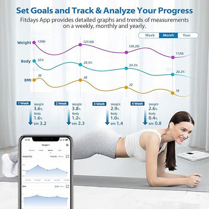 ABLEGRID Smart Bathroom Scale for Body Weight, Digital Body Fat Scale with LED Column Trend Display,BMI,Muscle Mass,Body Type, Accurate Home Weighing Scale for People with APP-Free Mode,400lb