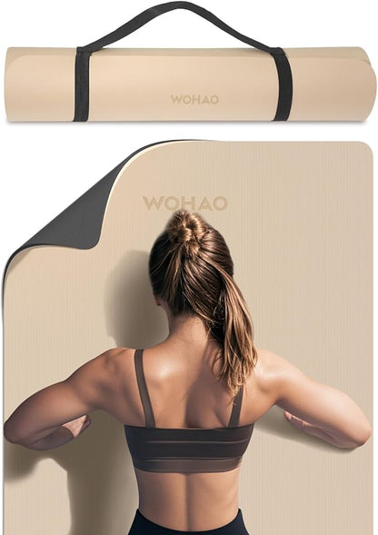 Extra Thick 8mm Yoga Mat, 72"x28" Non Slip Exercise Mat, Reversible 2-Sided Dual Color Premium POE Material, with Carrying Strap for Yoga, Pilates, Home Gym