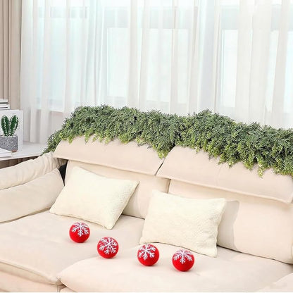 6FT Lifelike Cedar Christmas Garland,Artificial Realistic Faux Green Cedar Pine Garland,Thick and Lush,Soft Bendable, for Home Fireplace Indoor/Outdoor Christmas Holiday Party Decorations