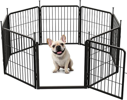 SunsGrove Dog Playpen Outdoor, Heavy Duty 24 Inch 8 Panels Dog Playpen for Small and Puppy Dogs, Free and Safe Play Dog Fence Indoor, Black
