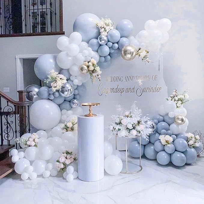 PartyWoo Dusty Blue Balloons 50 pcs 12 inch Boho Blue Balloons for Graduation Wedding Baby Shower Gender Reveal Anniversary Birthday Party Decorations Blue-F16