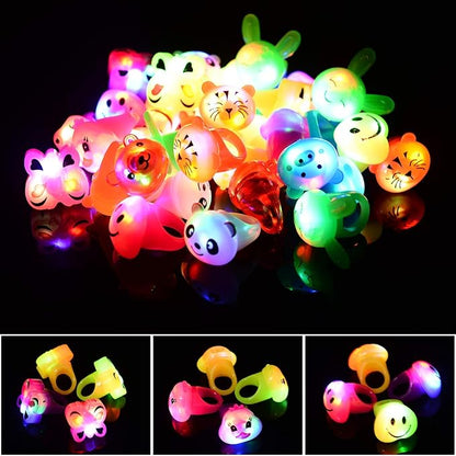 36 Pack Light Up Rings Glow in The Dark Party Supplies, Light up Party Favors, Goodie Bag Stuffers, Birthday Valentines Party Favors Classroom Prizes Cute Animal Treasure Box for Kids