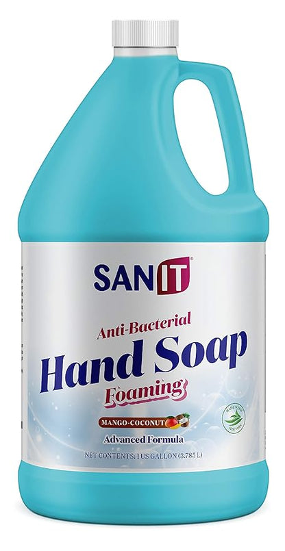 Sanit Antibacterial Foaming Hand Soap Refill - Advanced Formula with Aloe Vera and Moisturizers - All-Natural Moisturizing Hand Wash - Made in USA, Mango Coconut, 1 Gallon