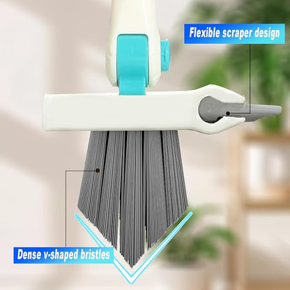Grout Brush with Long Handle V Shape Floor Scrub Brush Stiff Bristle Grout Scrubber for Cleaning Bathroom Garage Kitchen Wall Tub Tile (1, White)
