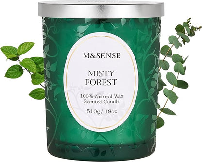 M&SENSE Eucalyptus Pine Soy Candle, Cracking Wooden Wick 18oz 100 Hours Slow Burning Non Toxic, Winter Aromatherapy Candle for Home Fragrance Relaxation, Housewarming Gifts for Men & Women