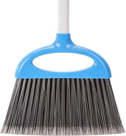 Amazon Basics Dustpan Broom Set with Easy Assembly and Long Handle, Blue and White