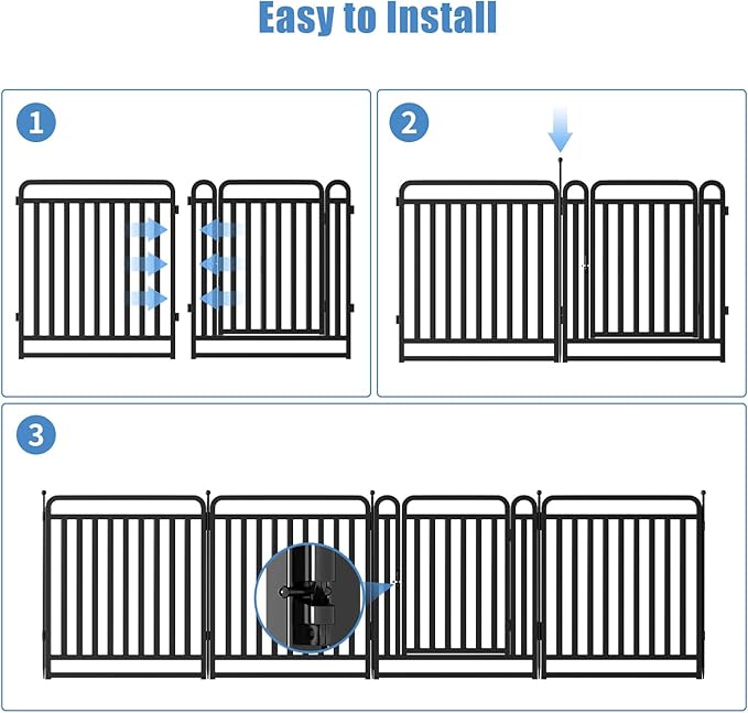 New Thickened Version Dog Playpen, 32 Inch Dog Fences for The Yard, Portable Outdoor Dog Playpen for Large/Medium/Small Dogs, Foldable Metal Dog playpen, with Doors (8 Panels)
