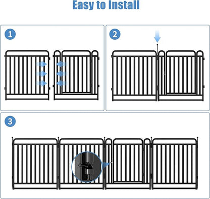 New Thickened Version Dog Playpen, 32 Inch Dog Fences for The Yard, Portable Outdoor Dog Playpen for Large/Medium/Small Dogs, Foldable Metal Dog playpen, with Doors (32 Panels)