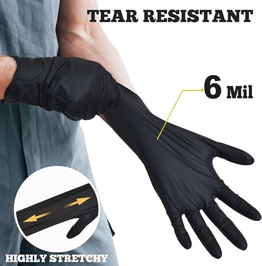 TitanFlex Disposable Nitrile Exam Gloves, 6-mil, Black, Heavy Duty Disposable Gloves, Cooking Gloves, Latex Free, Powder Free