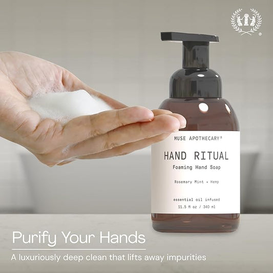 Muse Apothecary Hand Ritual - Aromatic and Nourishing Foaming Hand Soap, Infused with Aromatherapy Essential Oils - USDA Certified Biobased - 11.5 oz, Bergamot + French Lavender + Sandalwood, 2 Pack