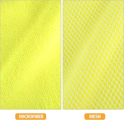 KinHwa Kitchen Washcloths for Dishes Absorbent Microfiber Dish Cloths Quick Dry Dish Rags with Poly Scour Scrub Side Ideal for Kitchen Cleaning (Yellow, 7inchx7inch 9 Pack)
