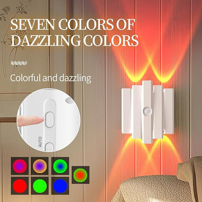 Motion Sensor Night Light,Motion Sensor Light Indoor,USB Type-C Charging,Magnetic Mount,Colorful neon Colors Change,Wall lamp,Battery Operated Wall Sconce for Bedroom,Bathroom